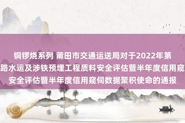 铜锣烧系列 莆田市交通运送局对于2022年第二季度全市在建无为公路水运及涉铁预埋工程质料安全评估暨半年度信用窥伺数据聚积使命的通报